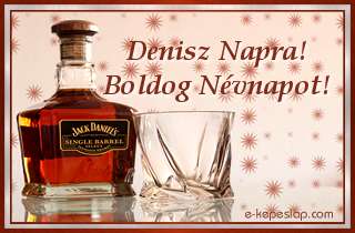 Nvnapi kpeslap Denisz nvnapra whiskeyvel s szemlyre szl ksznt felirattal.