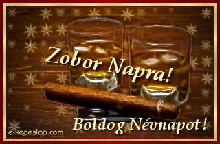 Zobor nvre szl kpeslap, whiskyvel s ksznt felirattal Zobor nvnapra.